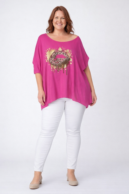 Oversize-Shirt mit Glamour-Print