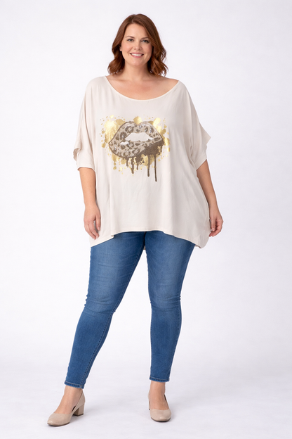 Oversize-Shirt mit Glamour-Print