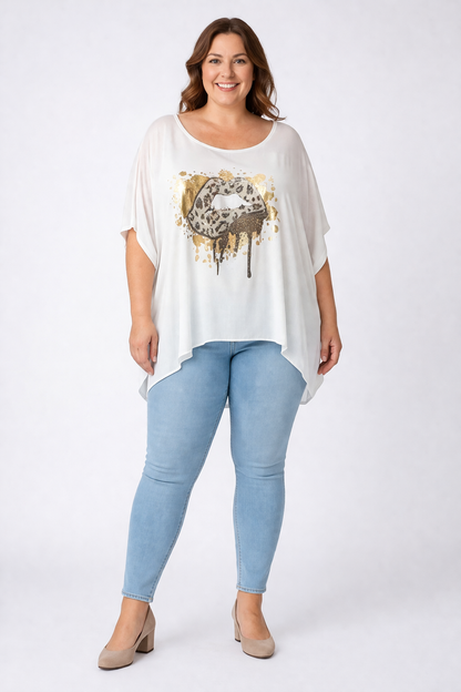 Oversize-Shirt mit Glamour-Print