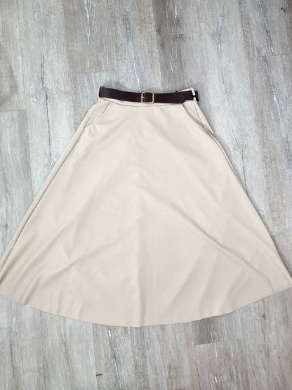 Eleganter A-Linien-Lederimitat-Rock Beige