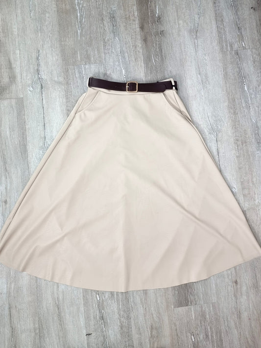 Eleganter A-Linien-Lederimitat-Rock Beige